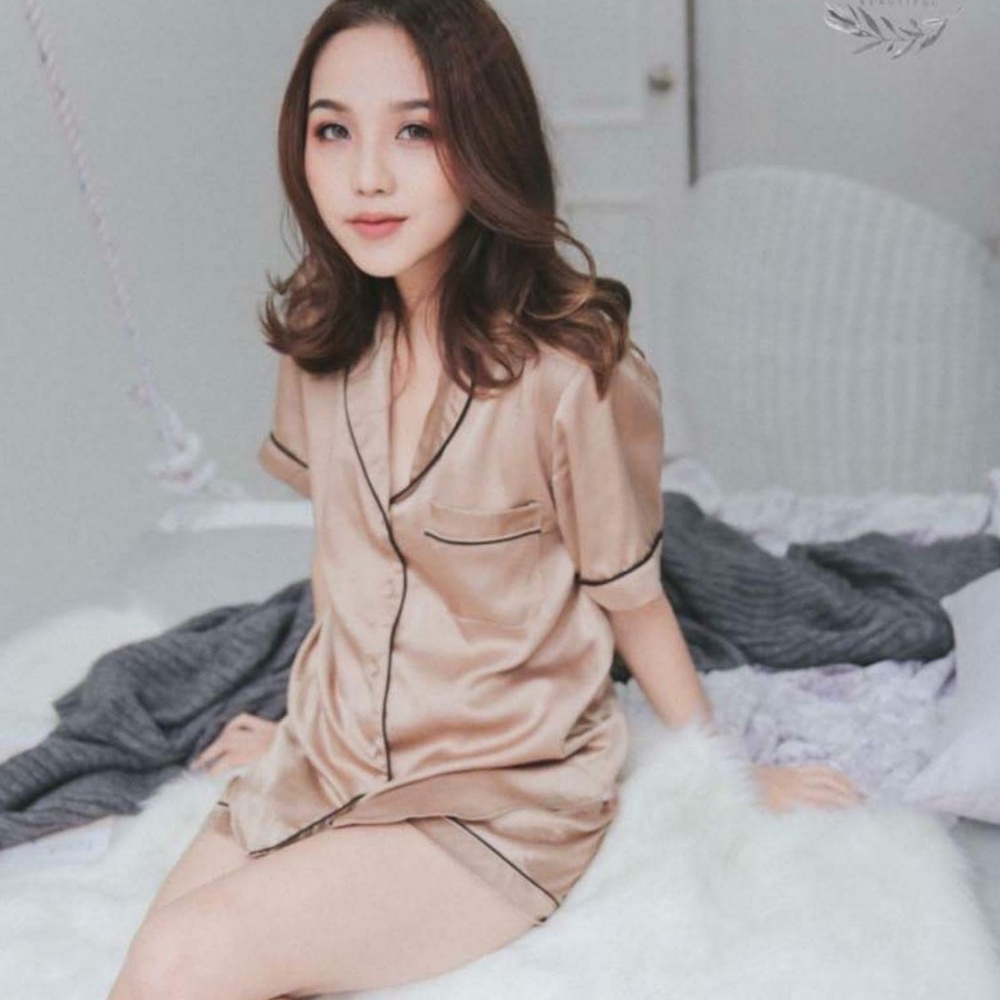 Contrast Binding Satin shirt & pant set